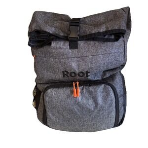 Root Grey Roll-Top Backpack W/Insulated Lunch Pouch Travel School‎ Work Bag